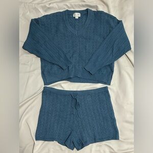 Anthropologie Saturday Sunday Loungewear Knit Sweater and Shorts Set - XL